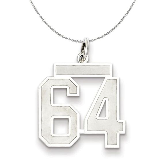 Sterling Silver, Jersey Collection, Medium Number 64 Necklace - 18 In
